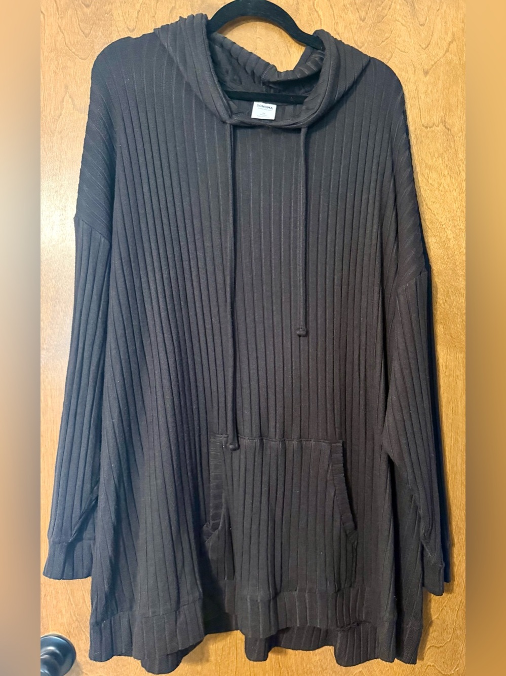Sonoma Black Ribbed Hoodie Sweater